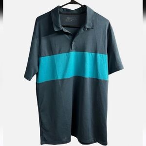 Nike Swoosh Golf Tour Proformance Short Sleeve Polo with Teal Stripe Lg